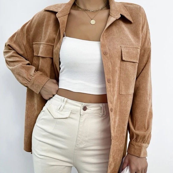 SHEIN Tops - Pocket Drop Shoulder Blouse